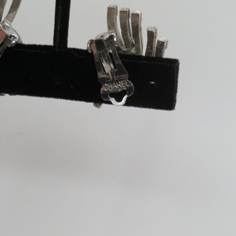 Vintage Charel Clip On Earrings Silver Tone - Picture 5 of 10